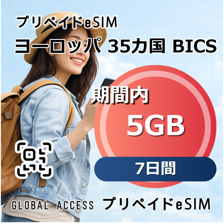 ヨーロッパ 35カ国 BICS eSIM 5GB 7日間