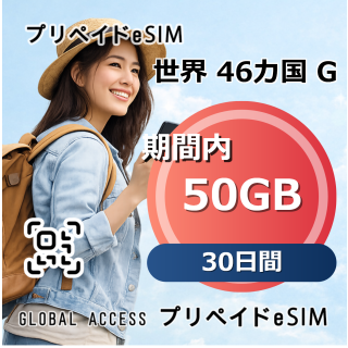 世界 46カ国 G eSIM 50GB 30日間