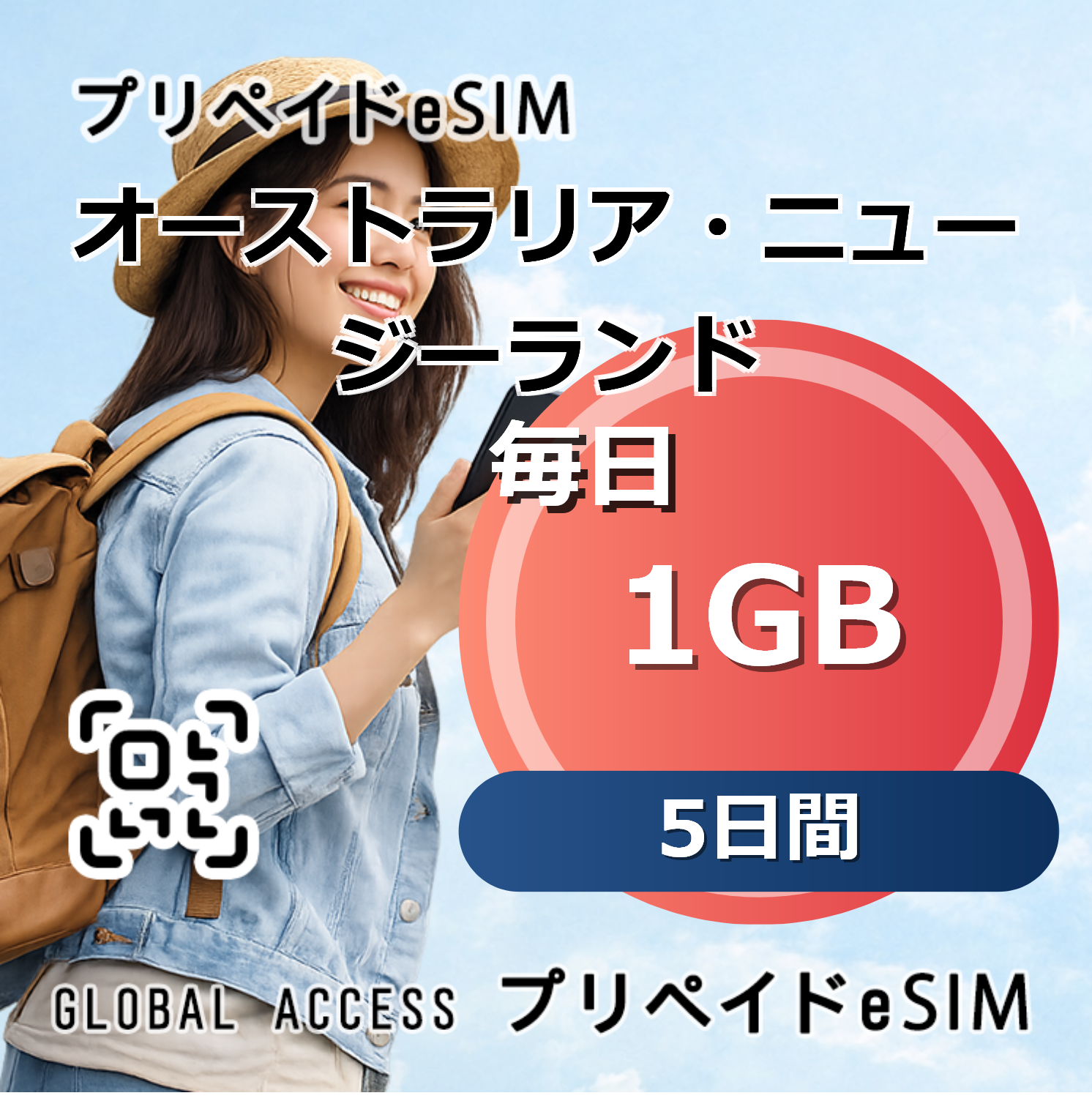 オーストラリア・ニュージーランド eSIM 1GB 毎日 5日間
