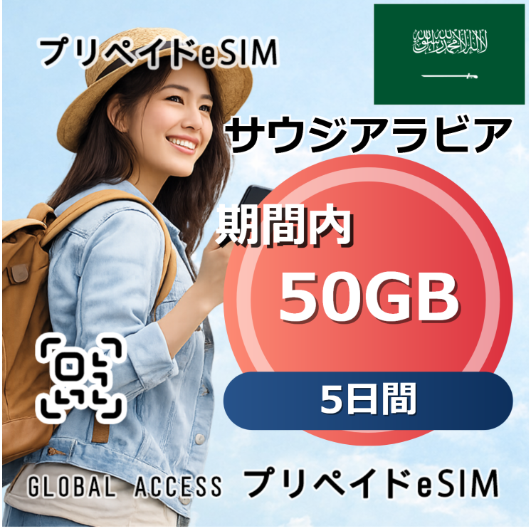 サウジアラビア eSIM 50GB 5日間