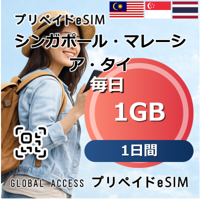 シンガポール・マレーシア・タイ eSIM 1GB 毎日 1日間