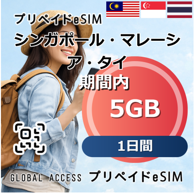 シンガポール・マレーシア・タイ eSIM 5GB 1日間