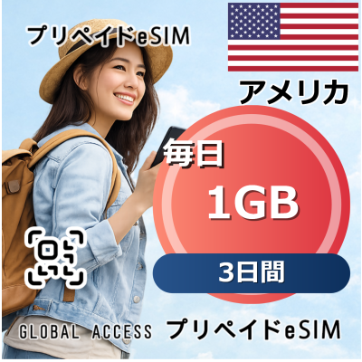 アメリカ eSIM 1GB 毎日 3日間