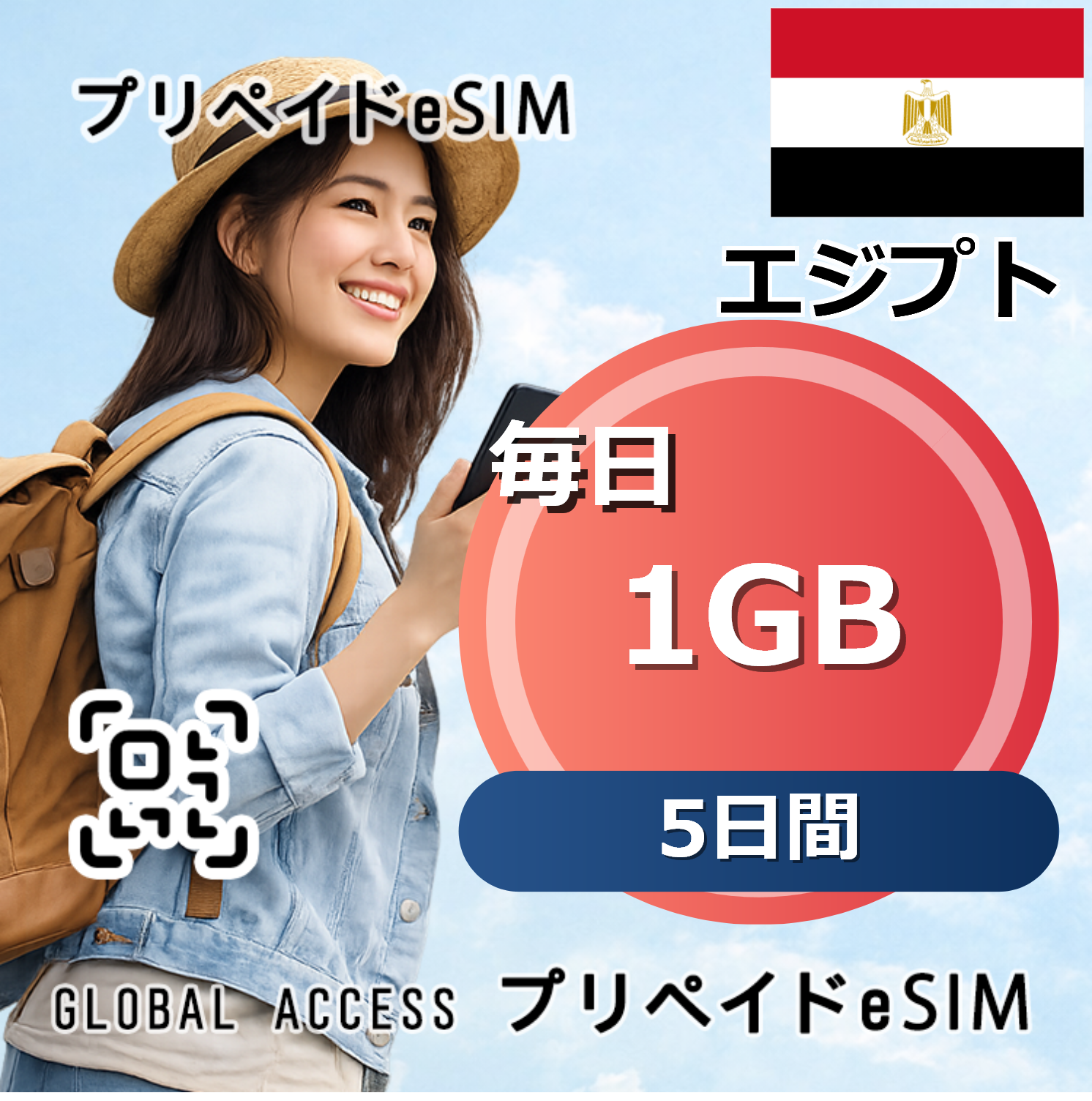 エジプト eSIM 1GB 毎日 5日間