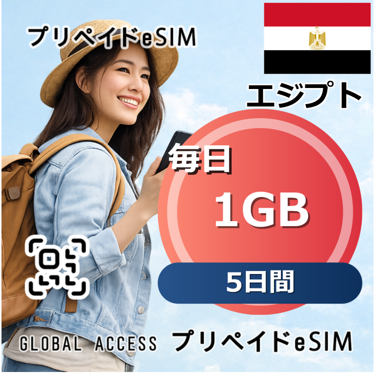 エジプト eSIM 1GB 毎日 5日間