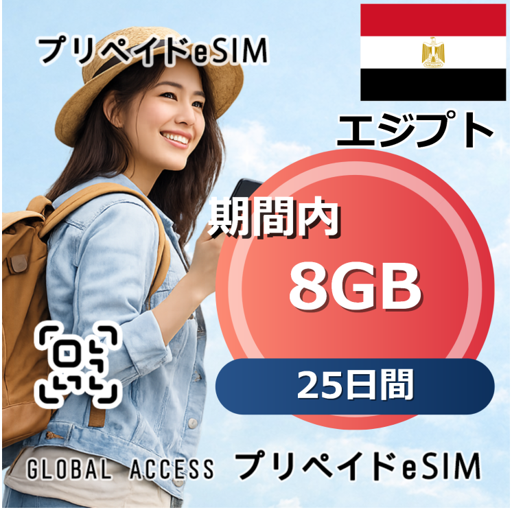 エジプト eSIM 8GB 25日間