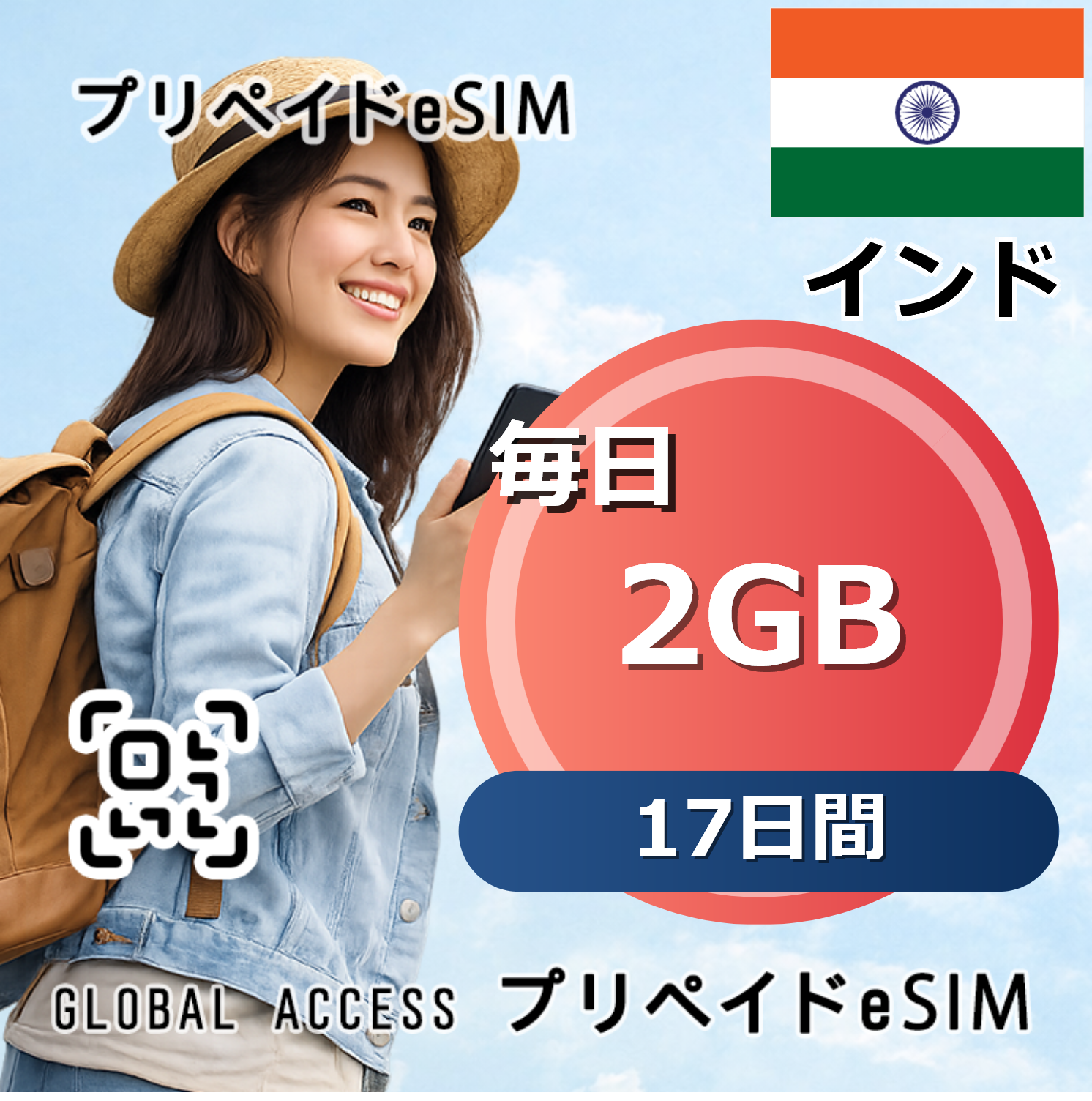 インド eSIM 2GB 毎日 17日間