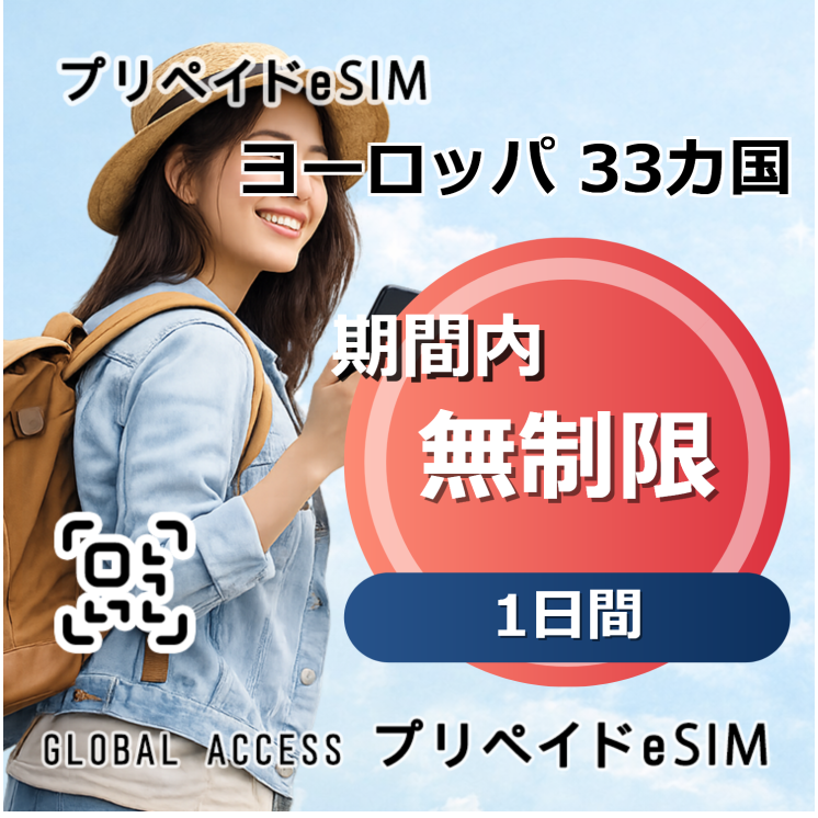 ヨーロッパ 33カ国 20G 1日間