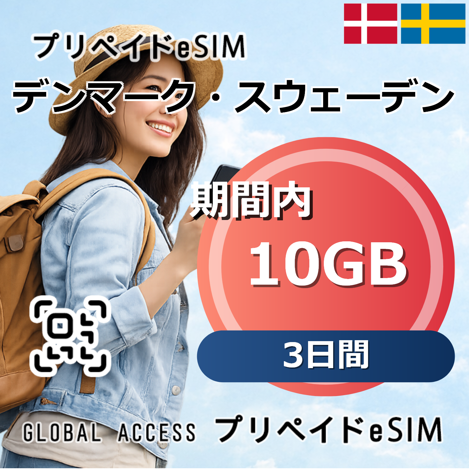 デンマーク・スウェーデン eSIM 10GB 3日間