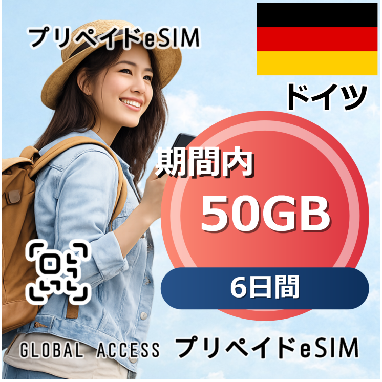 ドイツ eSIM 50GB 6日間