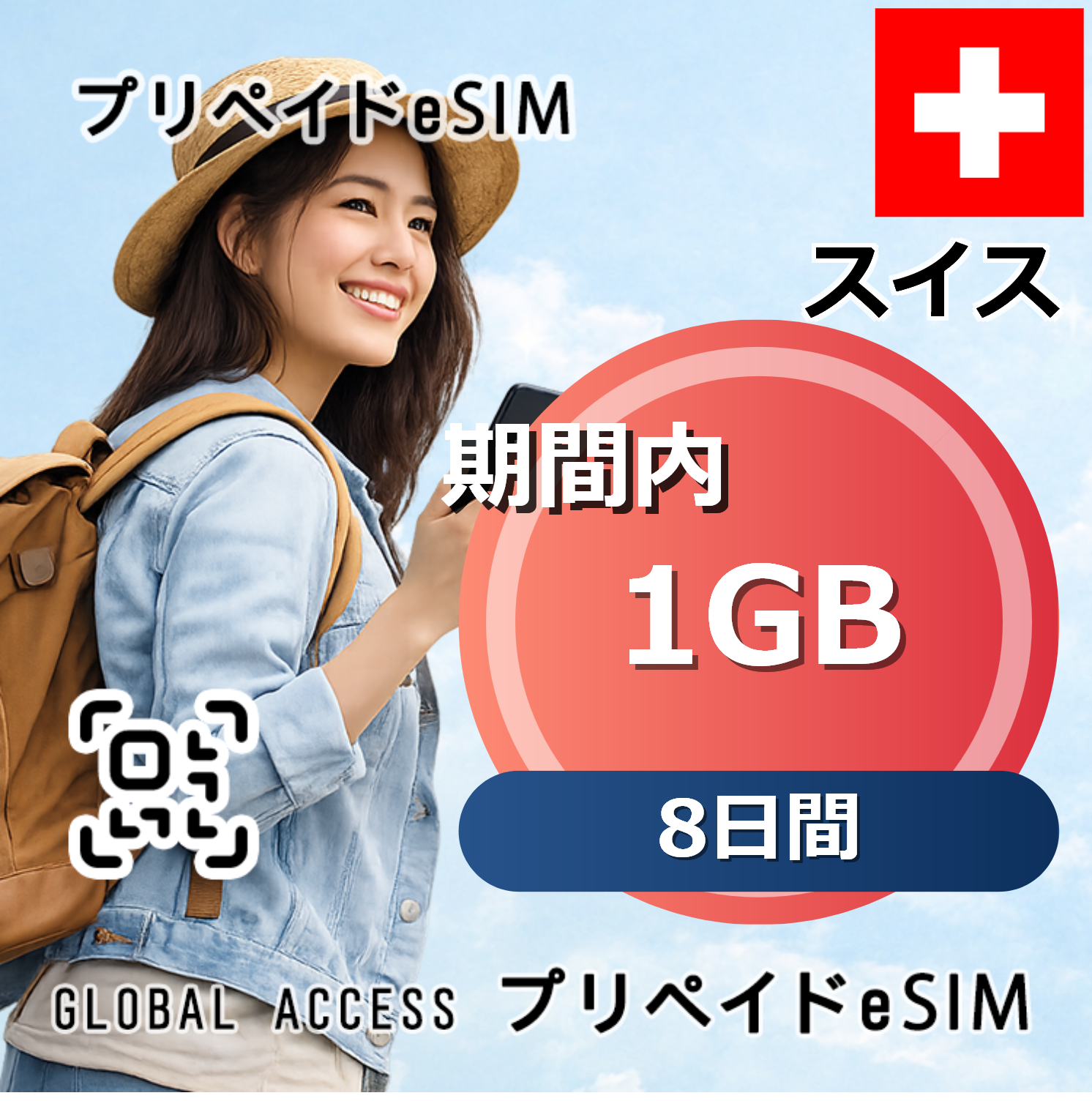 スイス eSIM 1GB 8日間