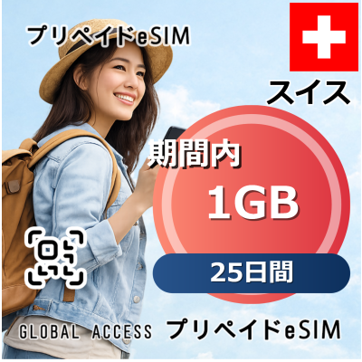 スイス eSIM 1GB 25日間