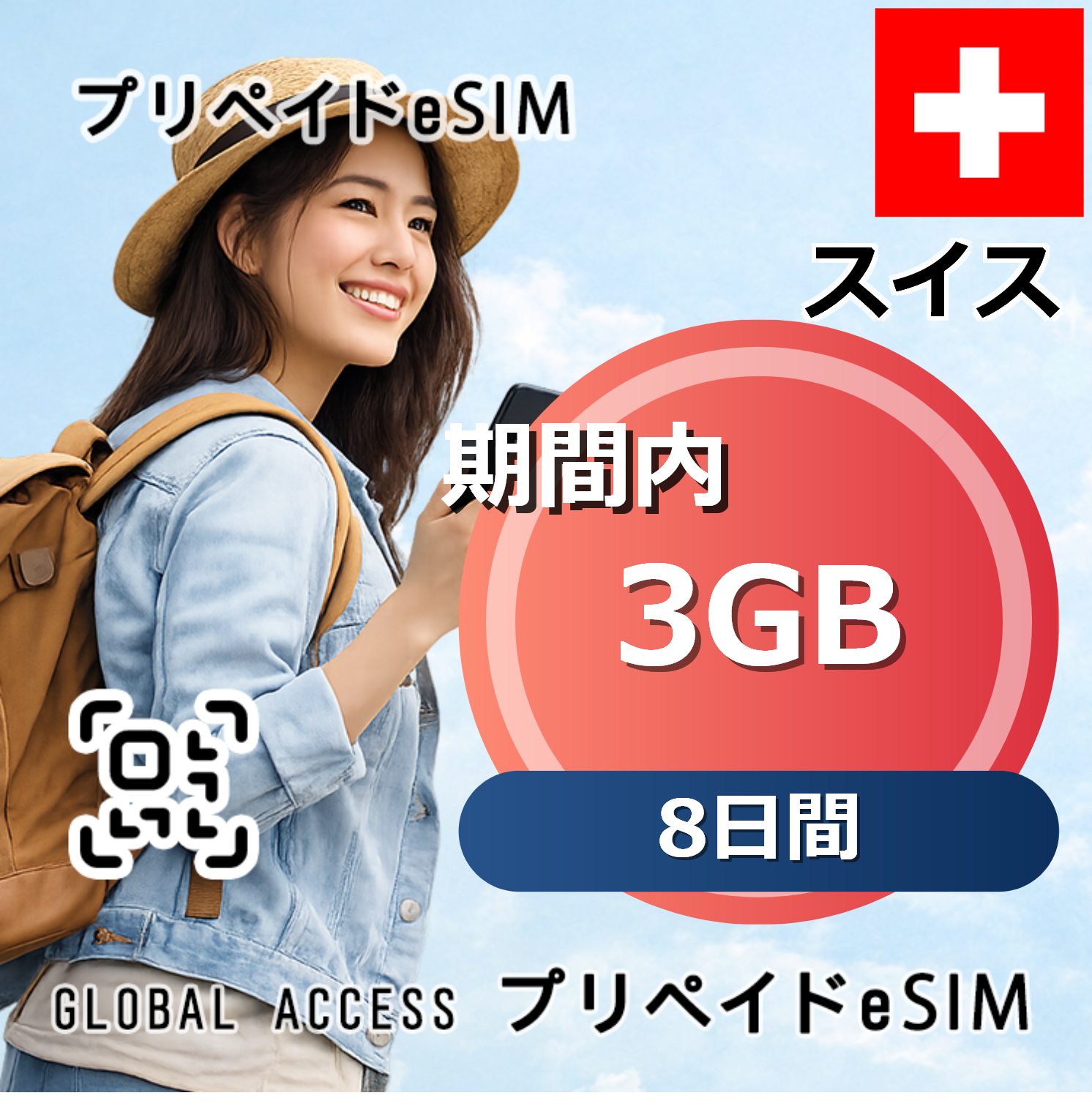 スイス eSIM 3GB 8日間