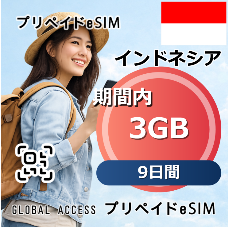インドネシア eSIM 3GB 9日間