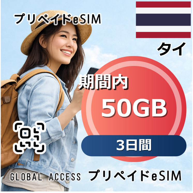 タイ eSIM 50GB 3日間