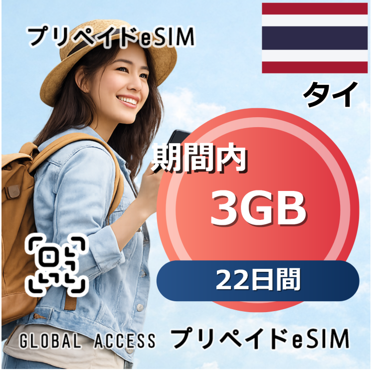 タイ eSIM 3GB 22日間