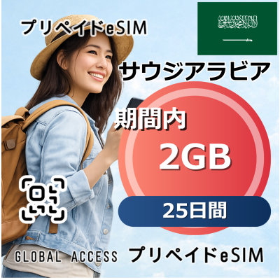 サウジアラビア eSIM 2GB 25日間