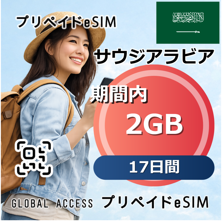 サウジアラビア eSIM 2GB 17日間