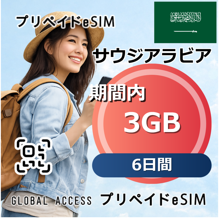 サウジアラビア eSIM 3GB 6日間