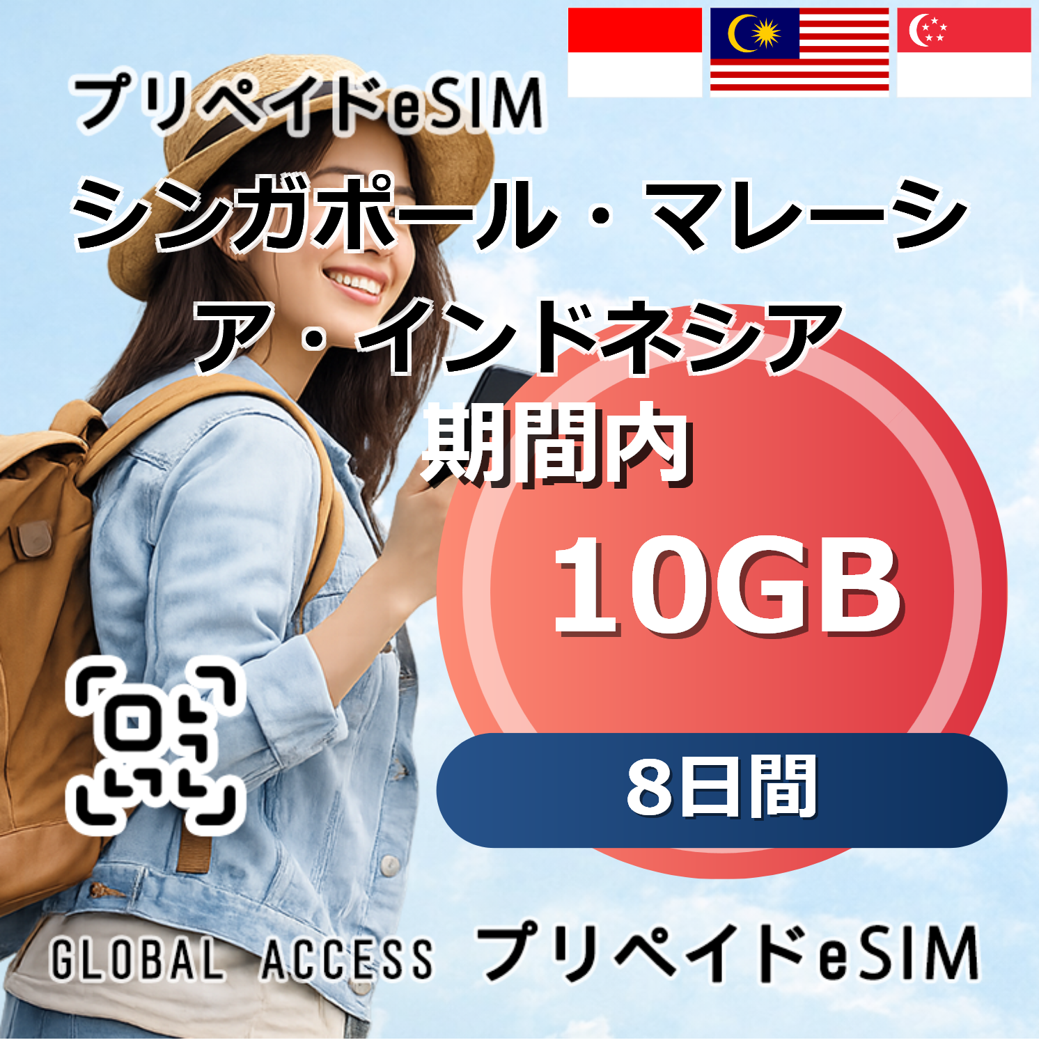 シンガポール・マレーシア・インドネシア eSIM 10GB 8日間