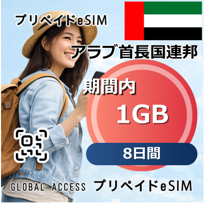 アラブ首長国連邦 eSIM 1GB 8日間