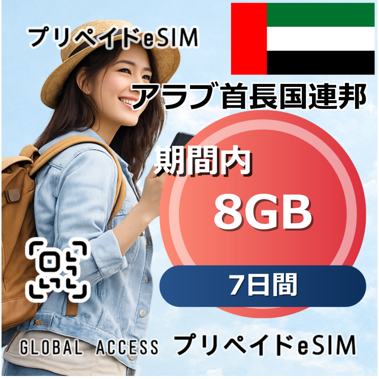 アラブ首長国連邦 eSIM 8GB 7日間