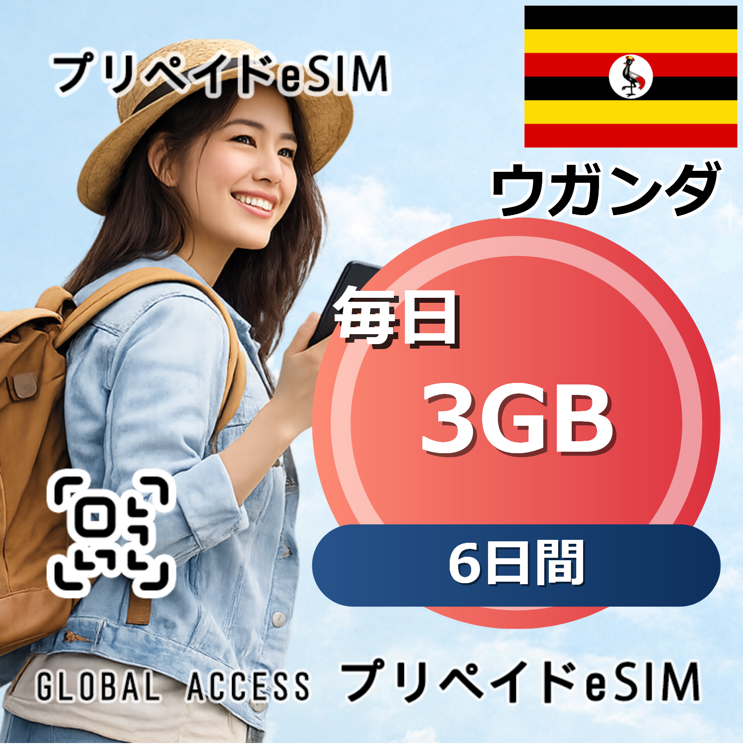 ウガンダ eSIM 3GB 毎日 6日間