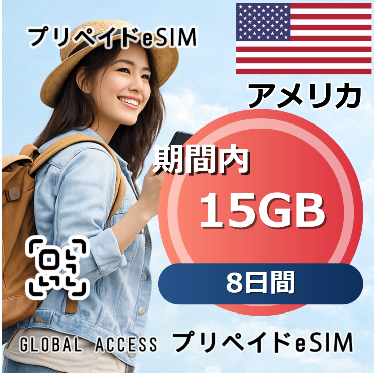 アメリカ eSIM 15GB 8日間