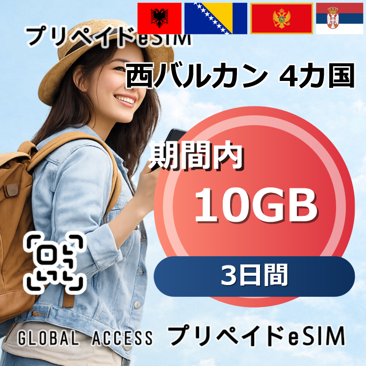 西バルカン 4カ国 eSIM 10GB 3日間