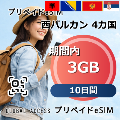 西バルカン 4カ国 eSIM 3GB 10日間