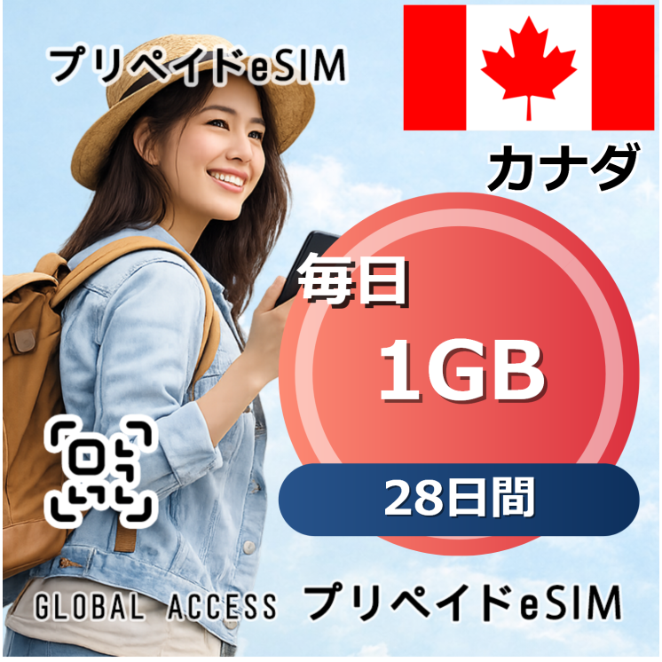 カナダ eSIM 1GB 毎日 28日間