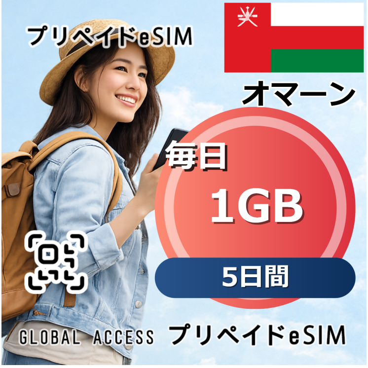 オマーン eSIM 1GB 毎日 5日間