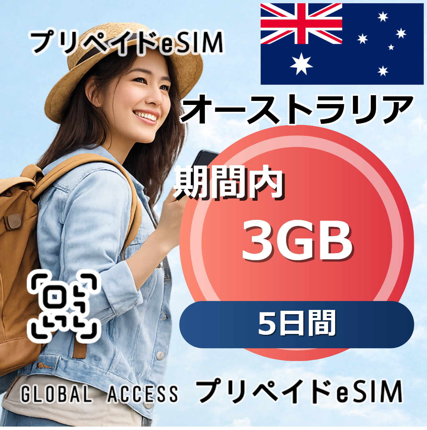 オーストラリア eSIM 3GB 5日間