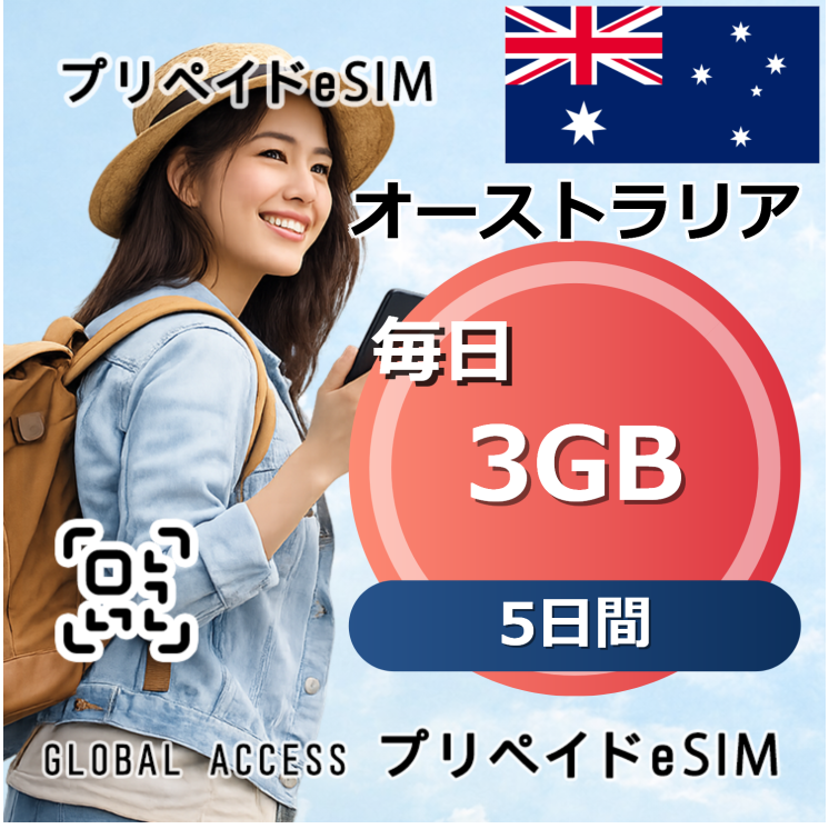 オーストラリア eSIM 3GB 毎日 5日間