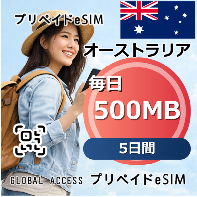オーストラリア eSIM 500MB 毎日 5日間