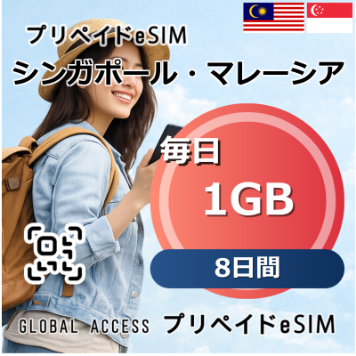 シンガポール・マレーシア eSIM 1GB 毎日 8日間