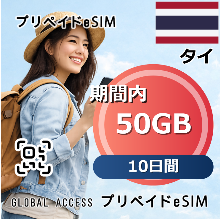 タイ eSIM 50GB 10日間