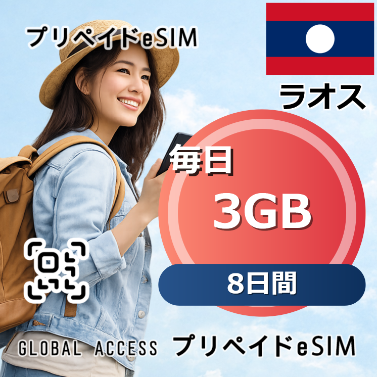 ラオス eSIM 3GB 毎日 8日間