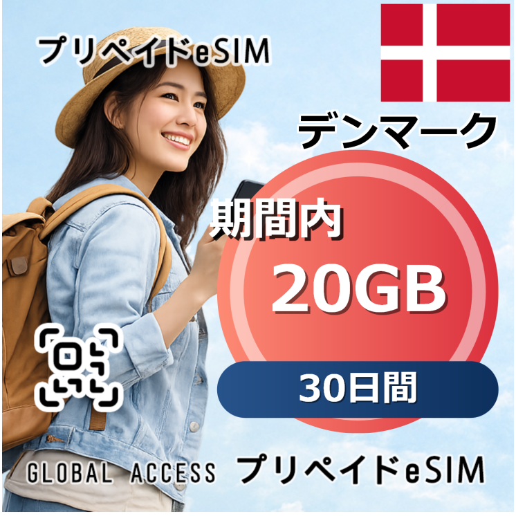 デンマーク eSIM 20GB 30日間