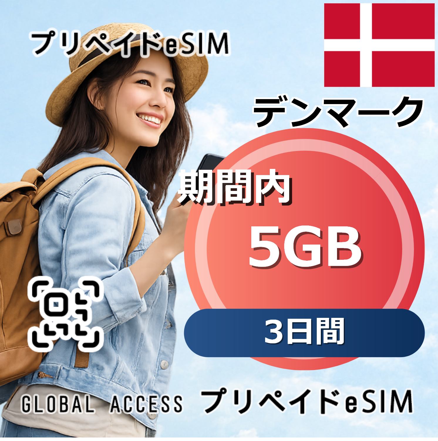 デンマーク eSIM 5GB 3日間