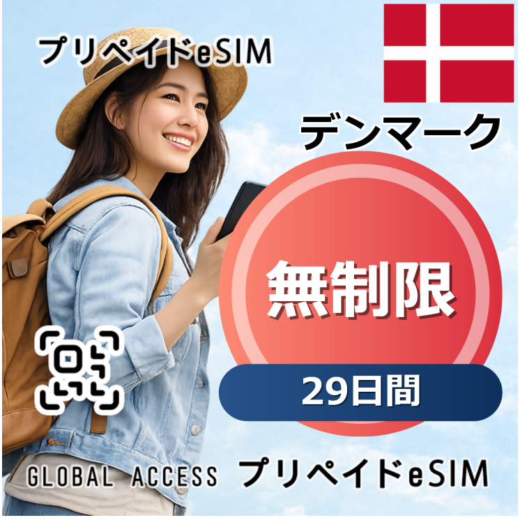 デンマーク eSIM 無制限 29日間