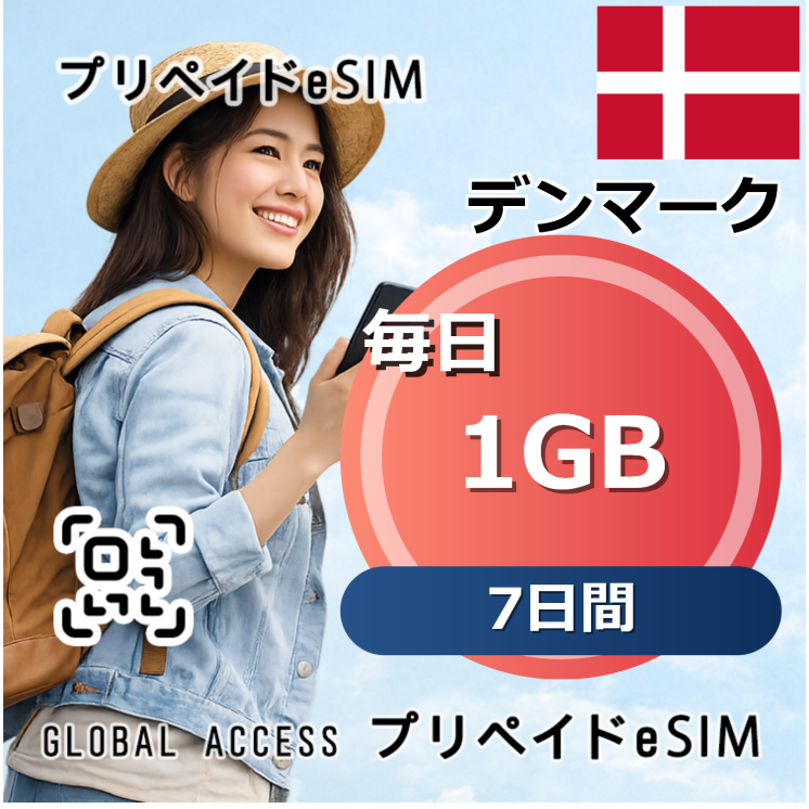 デンマーク eSIM 1GB 毎日 7日間