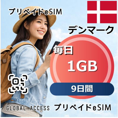 デンマーク eSIM 1GB 毎日 9日間