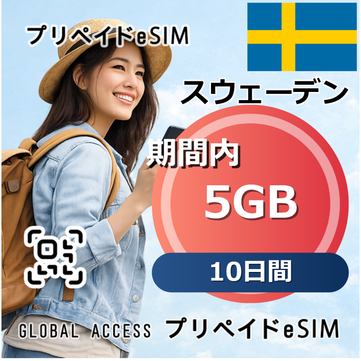 スウェーデン eSIM 5GB 10日間