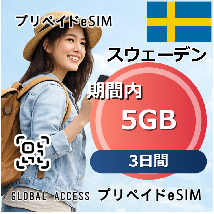 スウェーデン eSIM 5GB 3日間
