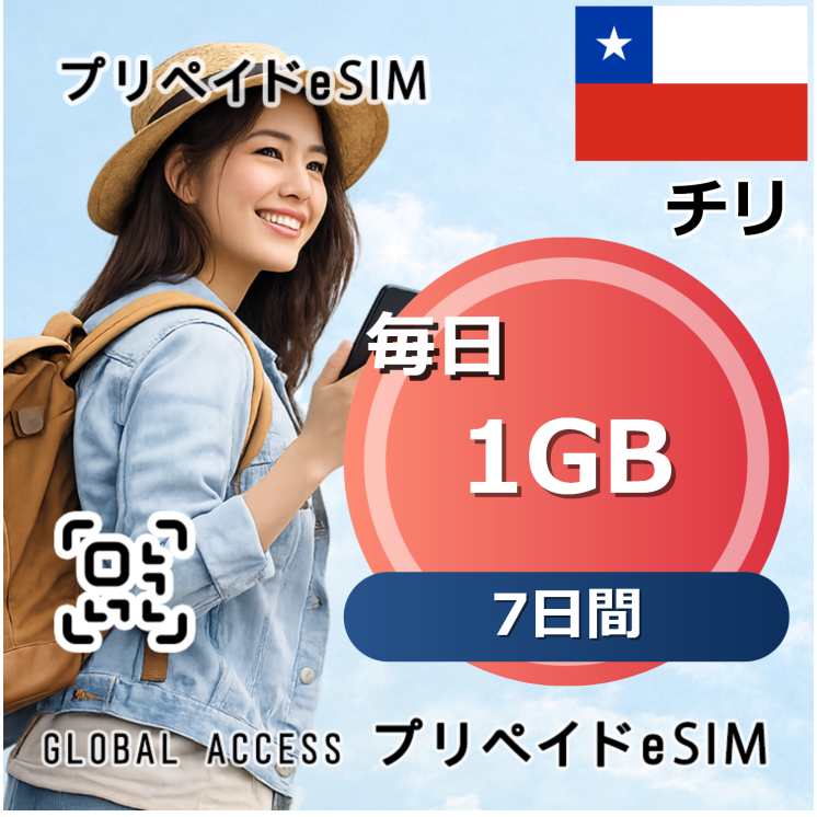 チリ eSIM 1GB 毎日 7日間