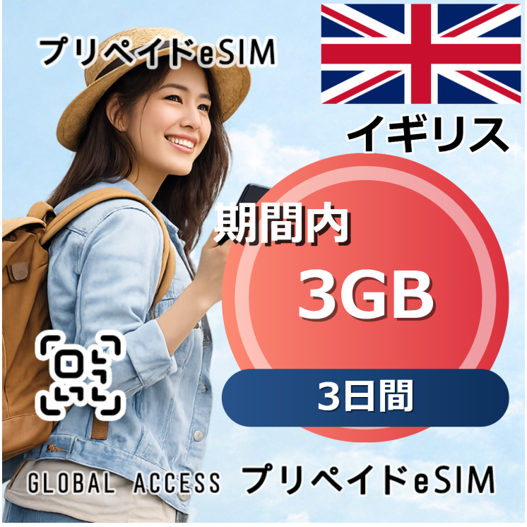 イギリス eSIM 3GB 3日間